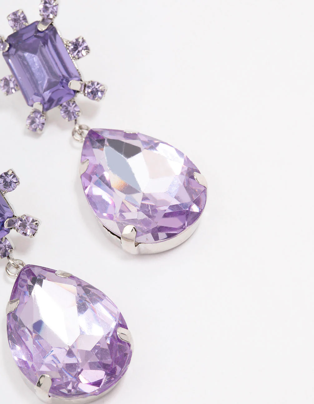 Blue Diamante Square & Teardrop Earrings