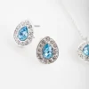 Blue Diamond Simulant Teardrop Earrings & Necklace Set