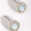 Blue Etched Stone Round Earrings
