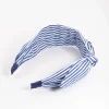 Blue Fabric Bow Stripe Wide Headband