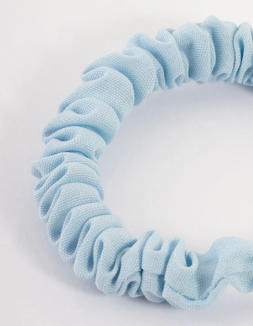 Blue Fabric Clamp Thin Scrunchie