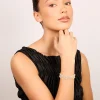 Gold Mini Bezel Set Cubic Zirconia Wrist Cuff