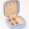 Blue Faux Leather Iridescent Square Jewellery Case