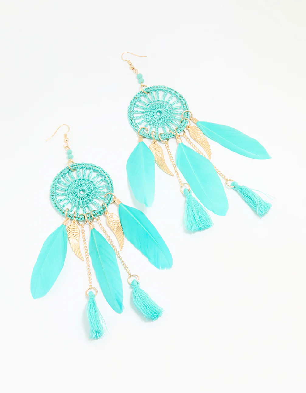 2627-blue-feather-dreamcatcher-drop-earrings-1.webp Blue Feather Dreamcatcher Drop Earrings