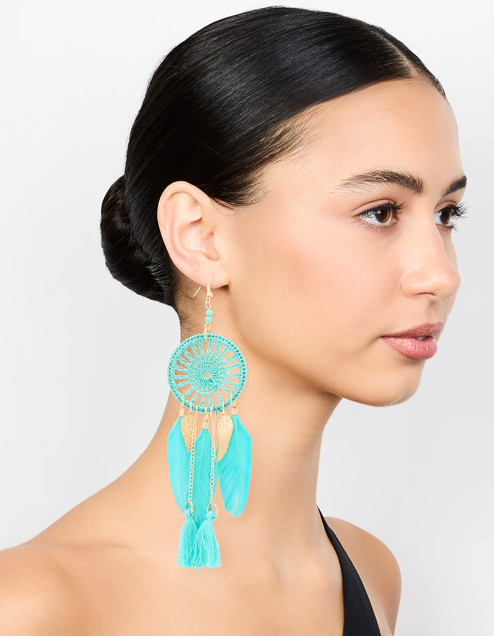 2627-blue-feather-dreamcatcher-drop-earrings-3.webp Blue Feather Dreamcatcher Drop Earrings