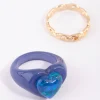 Blue Heart Plastic Ring Set