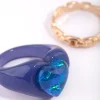 Blue Heart Plastic Ring Set