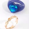 Blue Heart Plastic Ring Set