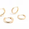 Gold Minimal Huggie Hoop Earrings 3-Pack