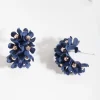 Blue Mini Cluster Flower Hoop Earrings