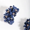 Blue Mini Cluster Flower Hoop Earrings