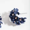 Blue Mini Cluster Flower Hoop Earrings