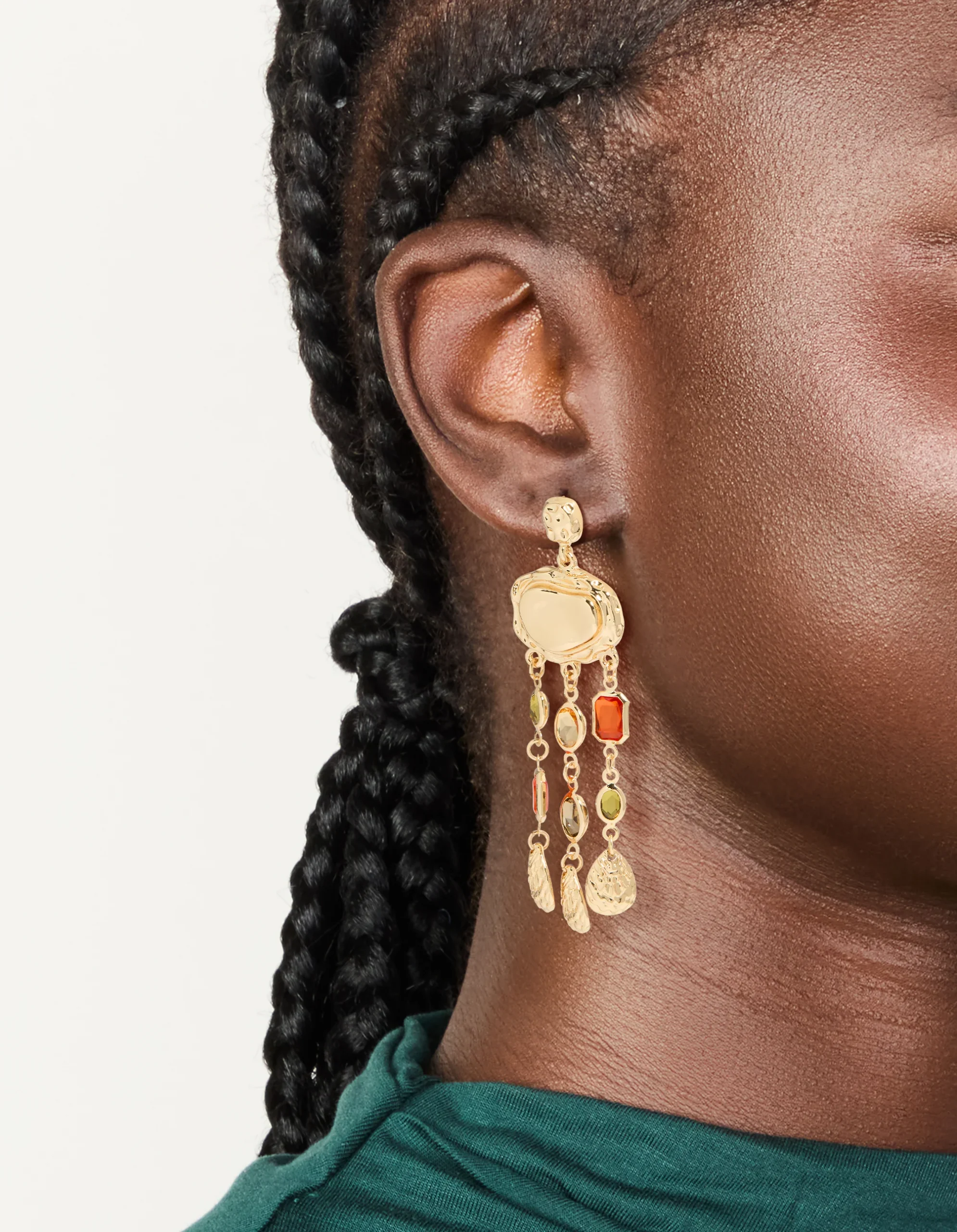 267-gold-molten-blue-green-diamante-drop-earrings-1.webp Gold Molten Blue & Green Diamante Drop Earrings