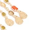 Gold Molten Blue & Green Diamante Drop Earrings