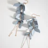 Blue Pearlised Flower Drop Earrings