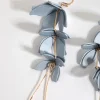 Blue Pearlised Flower Drop Earrings