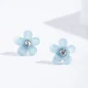 Blue Pretty Flower Stud Earrings