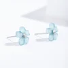 Blue Pretty Flower Stud Earrings
