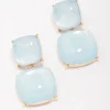 Blue Puffy Stone Drop Earrings