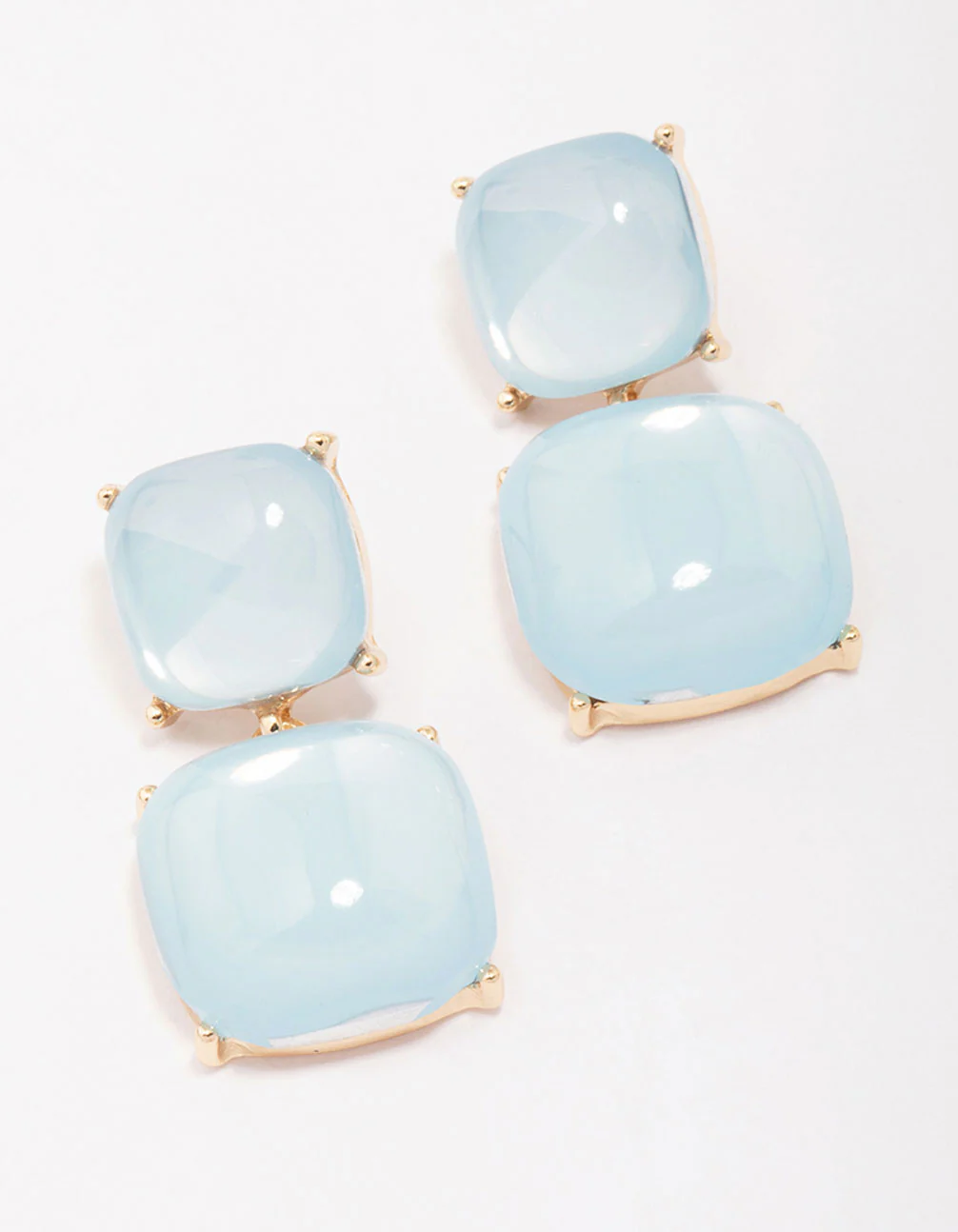Blue Puffy Stone Drop Earrings
