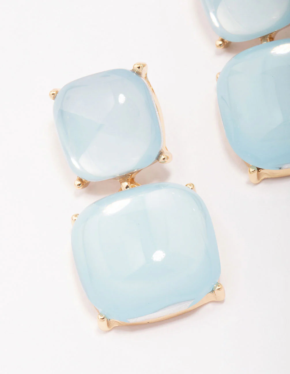 Blue Puffy Stone Drop Earrings