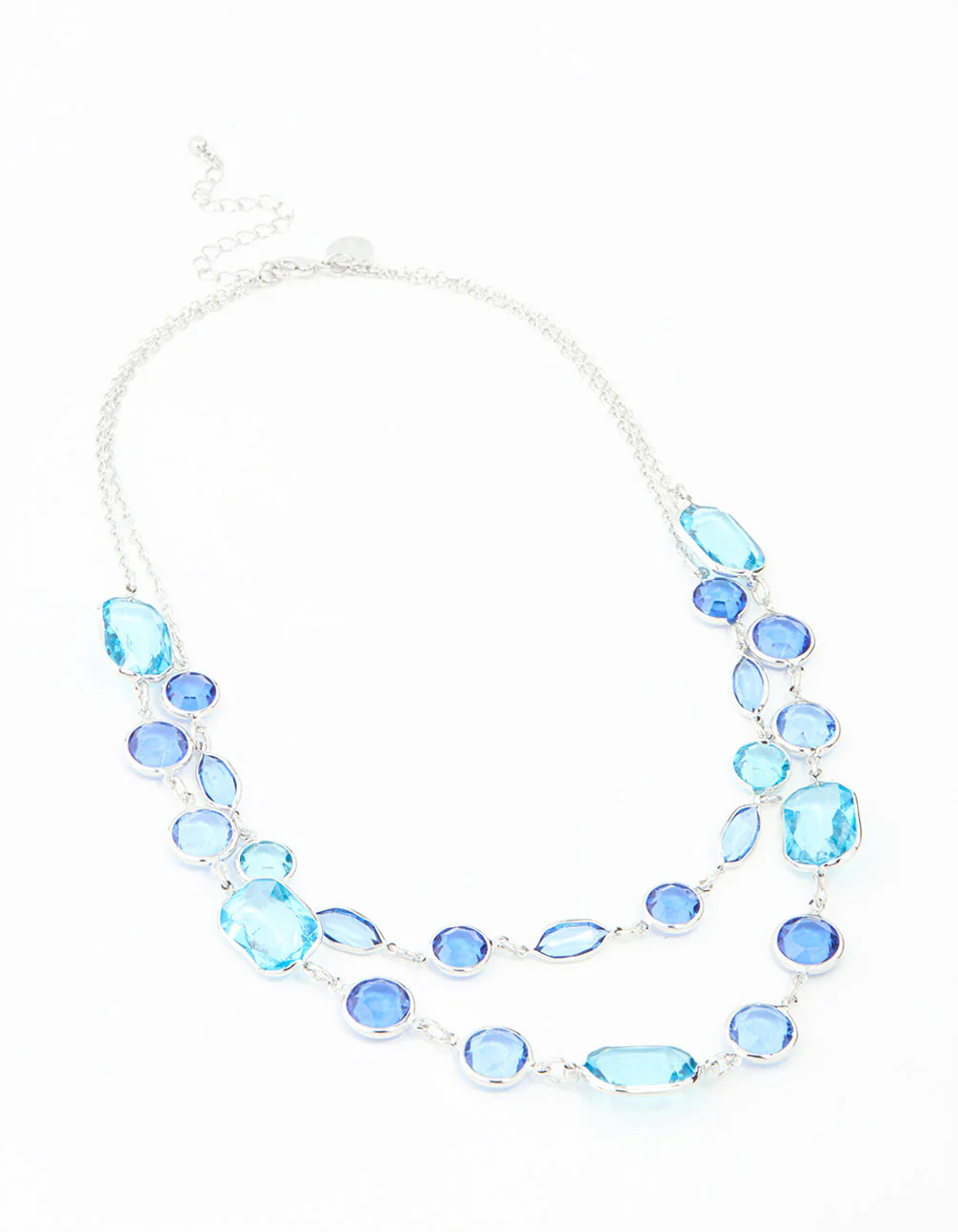 2684-blue-rectangle-diamante-stone-silver-layered-necklace-2.webp Blue Rectangle Diamante Stone Silver Layered Necklace