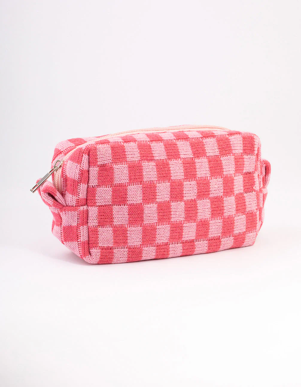 2708-blush-checkered-cosmetic-case-1.webp Blush Checkered Cosmetic Case