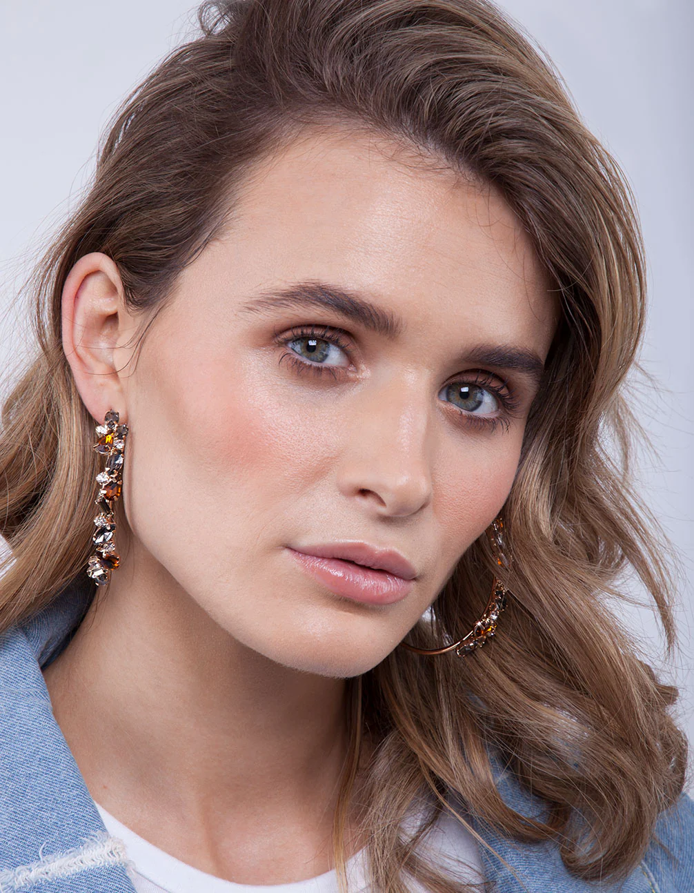 271-gold-neutral-stone-cluster-hoop-earrings-2.webp Gold Neutral Stone Cluster Hoop Earrings