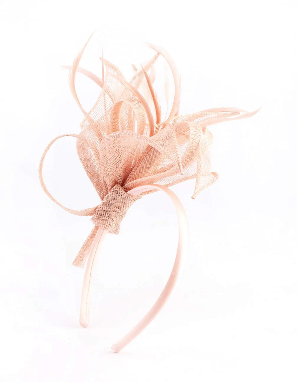 2738-blush-petal-looped-mesh-sinamay-fascinator-3.webp Blush Petal Looped Mesh Sinamay Fascinator