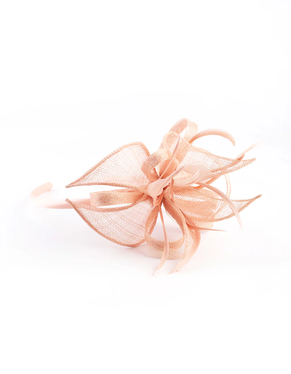 2738-blush-petal-looped-mesh-sinamay-fascinator-4.webp Blush Petal Looped Mesh Sinamay Fascinator