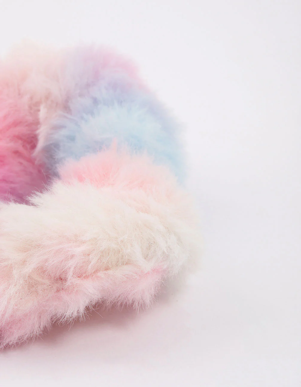 2747-bright-fluffy-rainbow-hair-scrunchie-3.webp Bright Fluffy Rainbow Hair Scrunchie