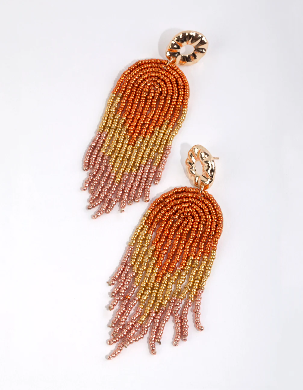 2749-bronze-beaded-waterfall-drop-earrings-1.webp Bronze Beaded Waterfall Drop Earrings