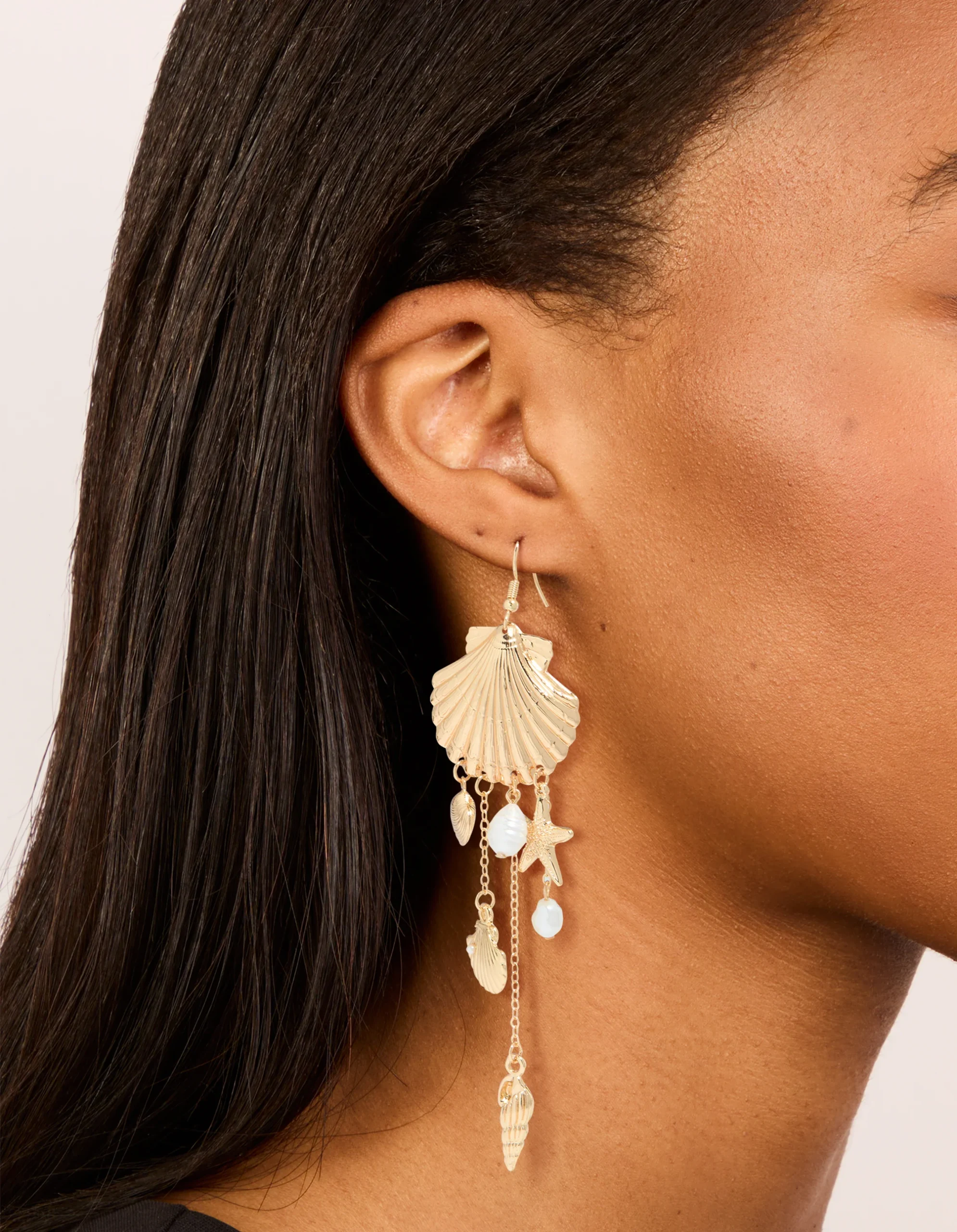 275-gold-pearl-multi-shell-drop-earrings-1.webp Gold Pearl & Multi Shell Drop Earrings