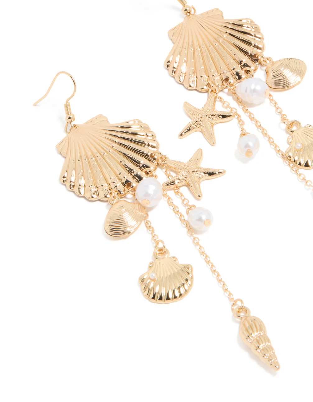 275-gold-pearl-multi-shell-drop-earrings-4.webp Gold Pearl & Multi Shell Drop Earrings