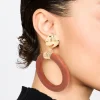 Brown & Gold Oval Wrapped Drop Earrings