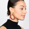 Brown & Gold Oval Wrapped Drop Earrings