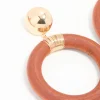 Brown & Gold Oval Wrapped Drop Earrings