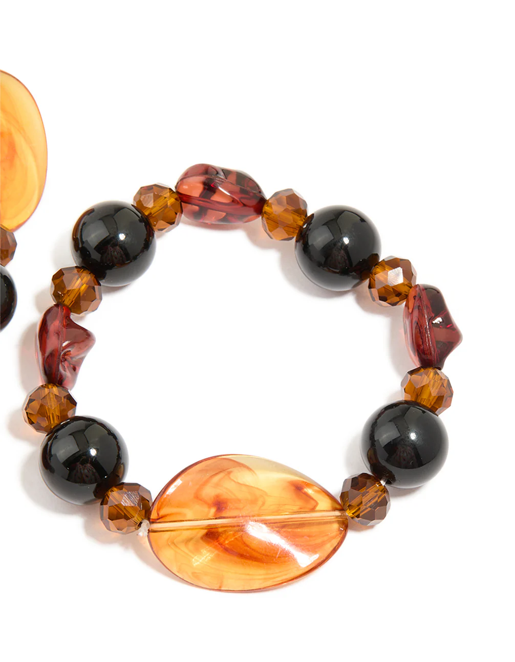 Brown Acrylic & Black Beaded Necklace