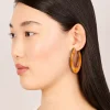 Brown Acrylic Chunky Medium Hoop Earrings