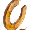 Brown Acrylic Chunky Medium Hoop Earrings