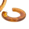 Brown Acrylic Chunky Medium Hoop Earrings