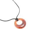 Brown Acrylic Dainty Circle Pendant Cord Necklace