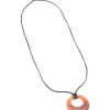 Brown Acrylic Dainty Circle Pendant Cord Necklace