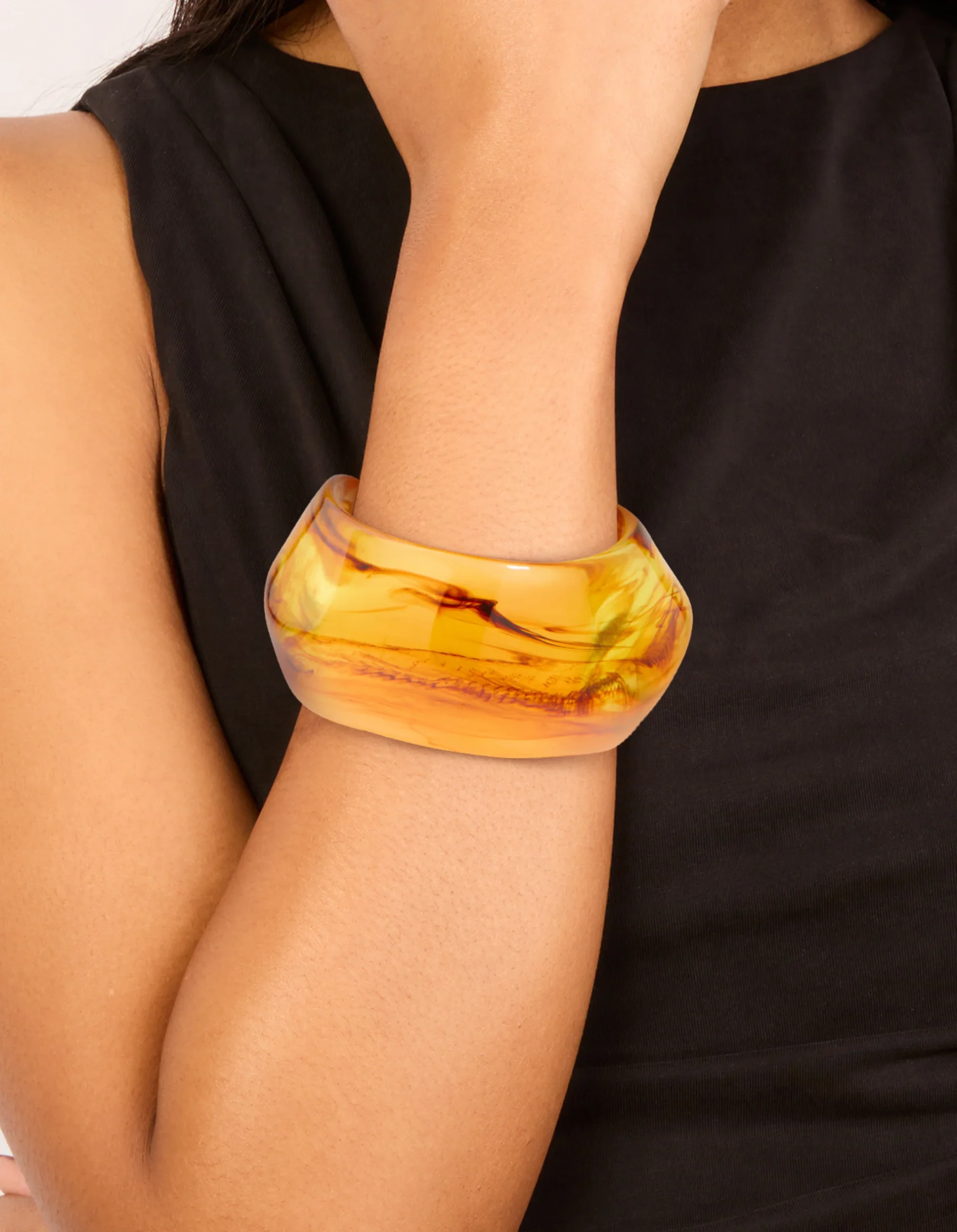 Brown Acrylic Marbled Orb Bangle