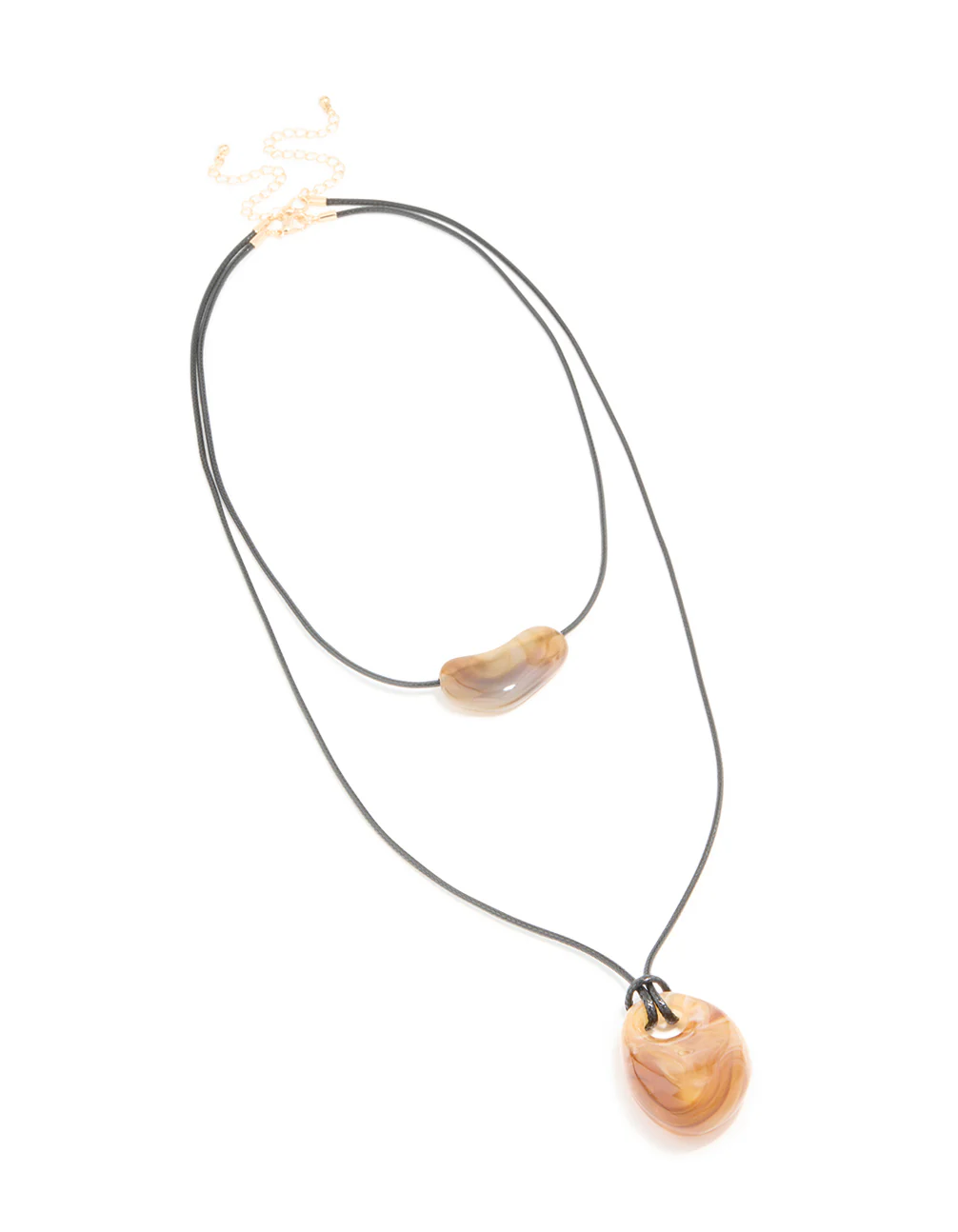 2765-brown-acrylic-pebble-cord-layered-necklace-2.webp Brown Acrylic Pebble Cord Layered Necklace