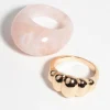 Brown Crescent Ring Set