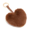 Brown Fluffy Fabric Heart Key Chain