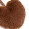 Brown Fluffy Fabric Heart Key Chain