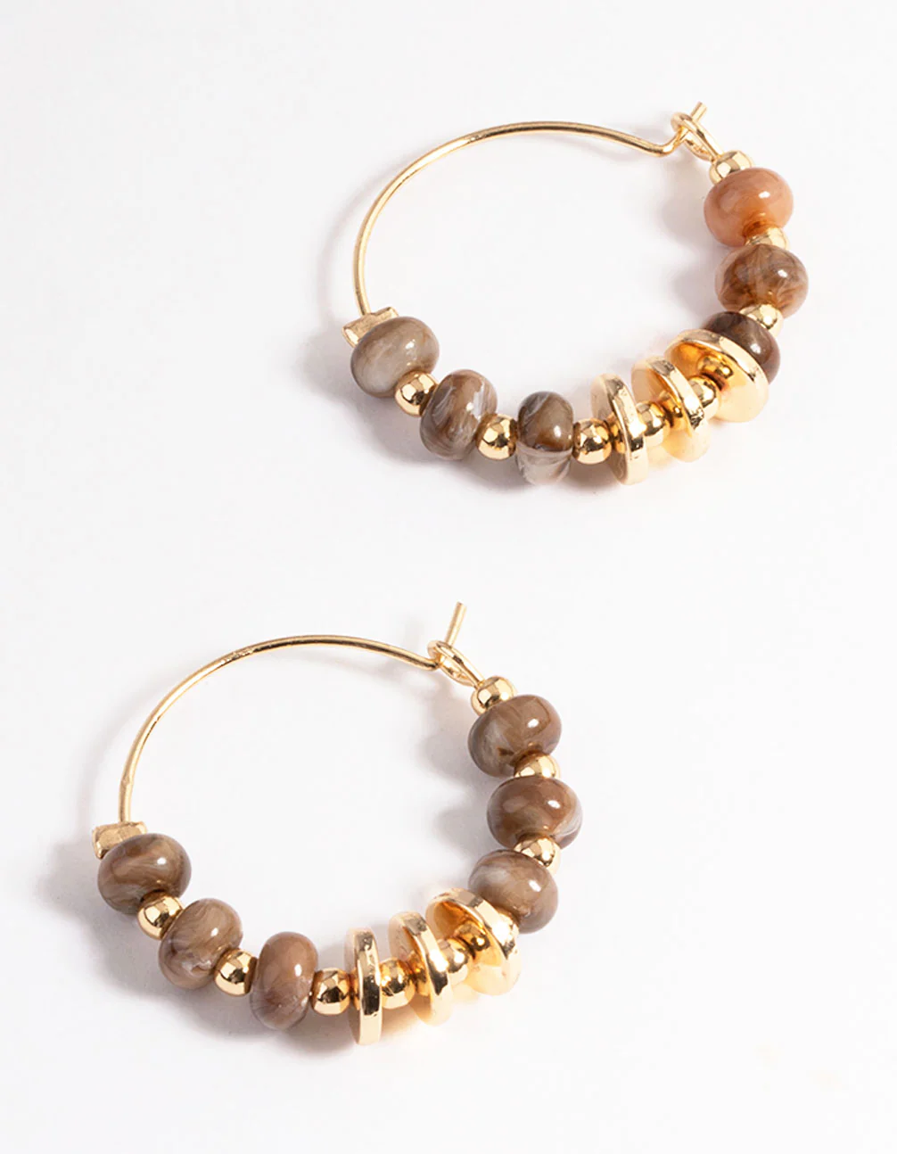 2803-brown-small-bead-metal-hoop-earrings-1.webp Brown Small Bead & Metal Hoop Earrings