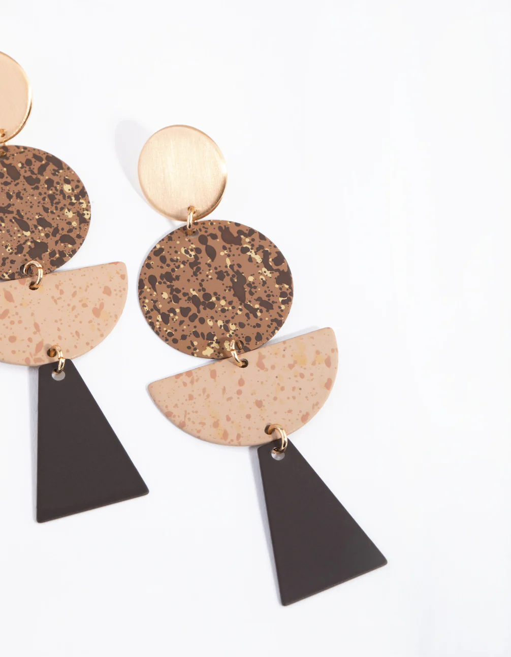 2809-brushed-gold-decorated-geometric-drop-earrings-2.webp Brushed Gold Decorated Geometric Drop Earrings